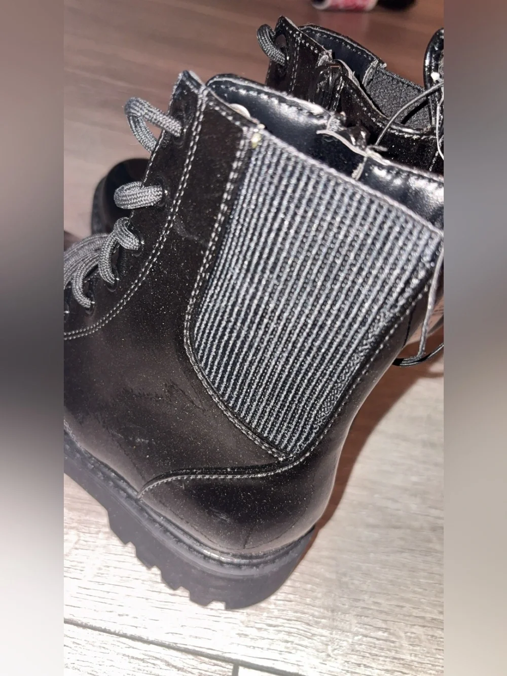 Art Class Girls Size 3 Black Glitter Lace Up Combat Boots New W Tags Rochelle